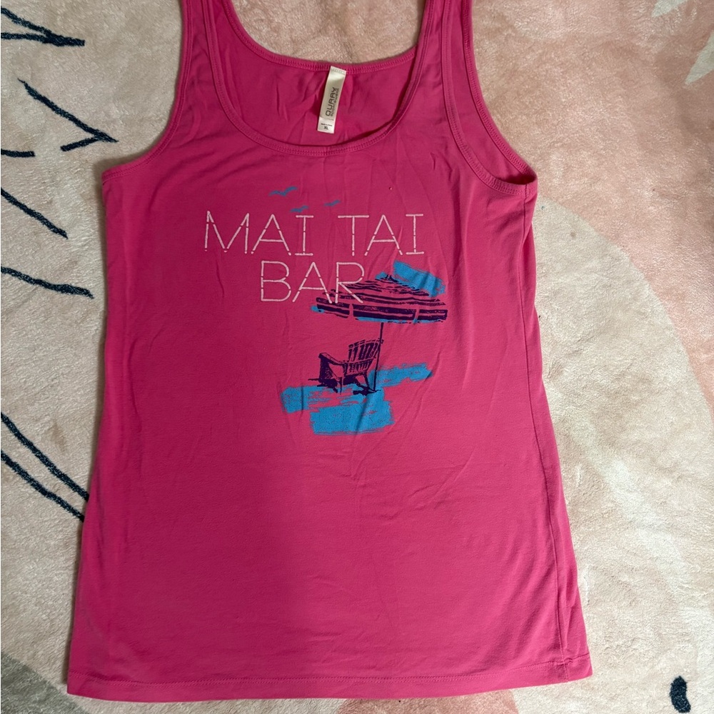 Mai Tai Bar Pink Graphic Tank Top Sleeveless Women’s XL